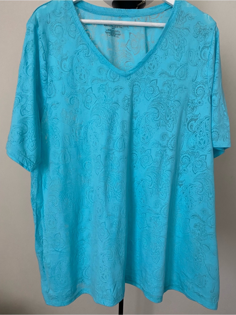 Lane Bryant Turquoise V-Neck Short Sleeve Top